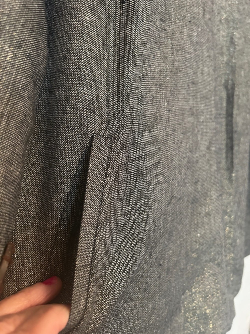 Coldwater Creek Linen Blend Swing Jacket 1X Metallic Gray Glam Button-Front - Picture 8 of 15